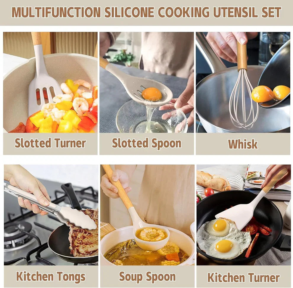 33 Piece Non-Stick Kitchen Utensils with Stand