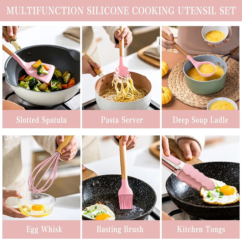 33 Piece Non-Stick Kitchen Utensils with Stand