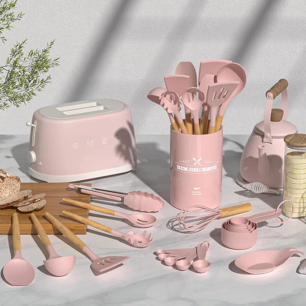 33 Piece Non-Stick Kitchen Utensils with Stand